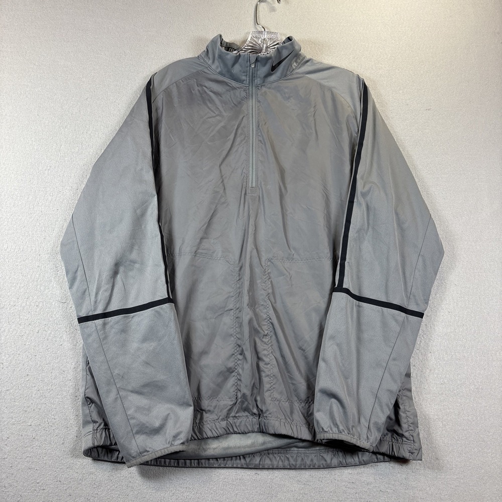 Nike Golf Pullover Jacket Mens Large Gray Quarter Zip Long Sleeve Windbreaker